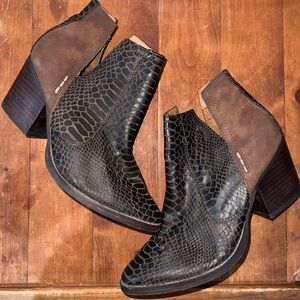 Not Rated Brown and Black Textured Ankle Booties